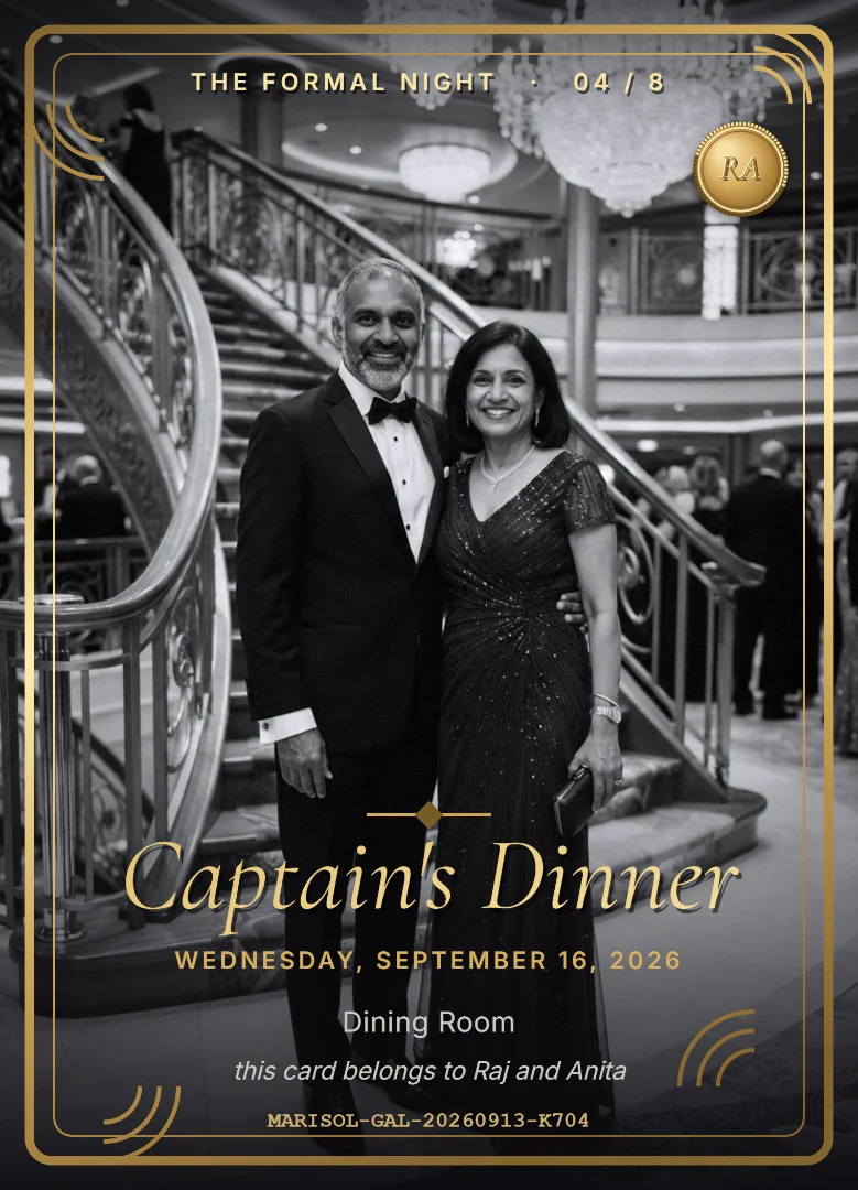The same couple in black and white on a keepsake card