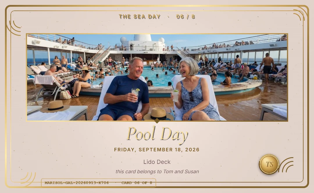 The pool deck keepsake card example